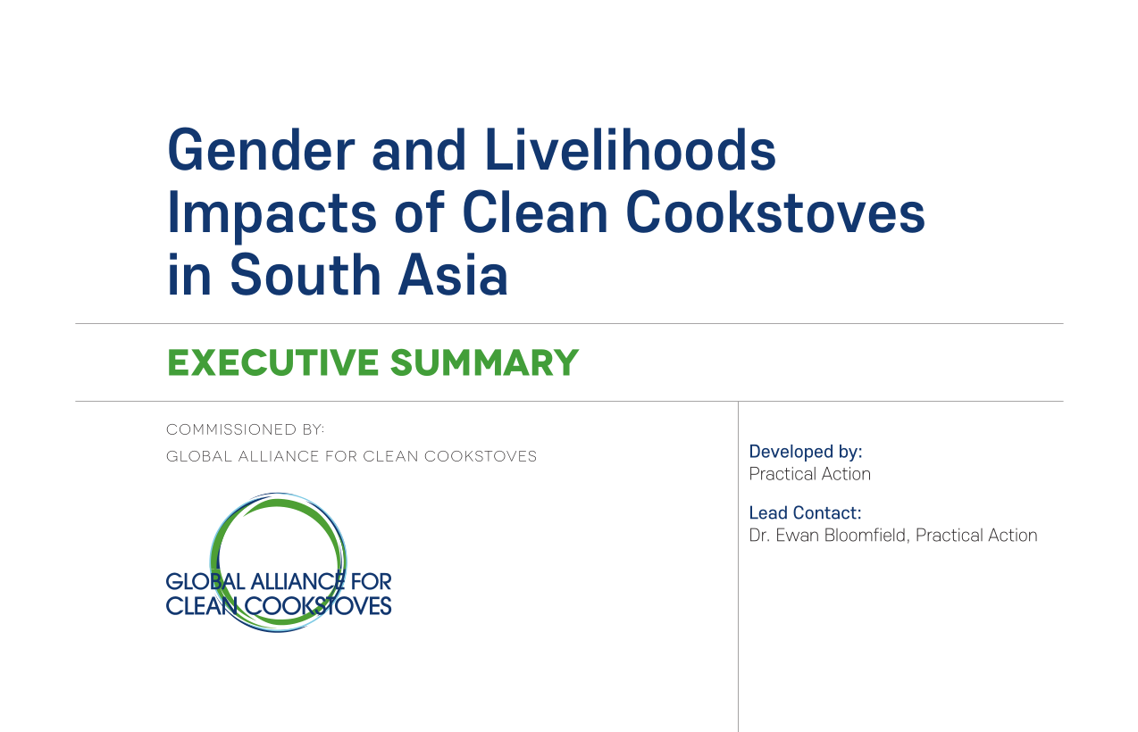 Study on Gender and Livelihoods Impacts of Clean Cookstoves in South Asia