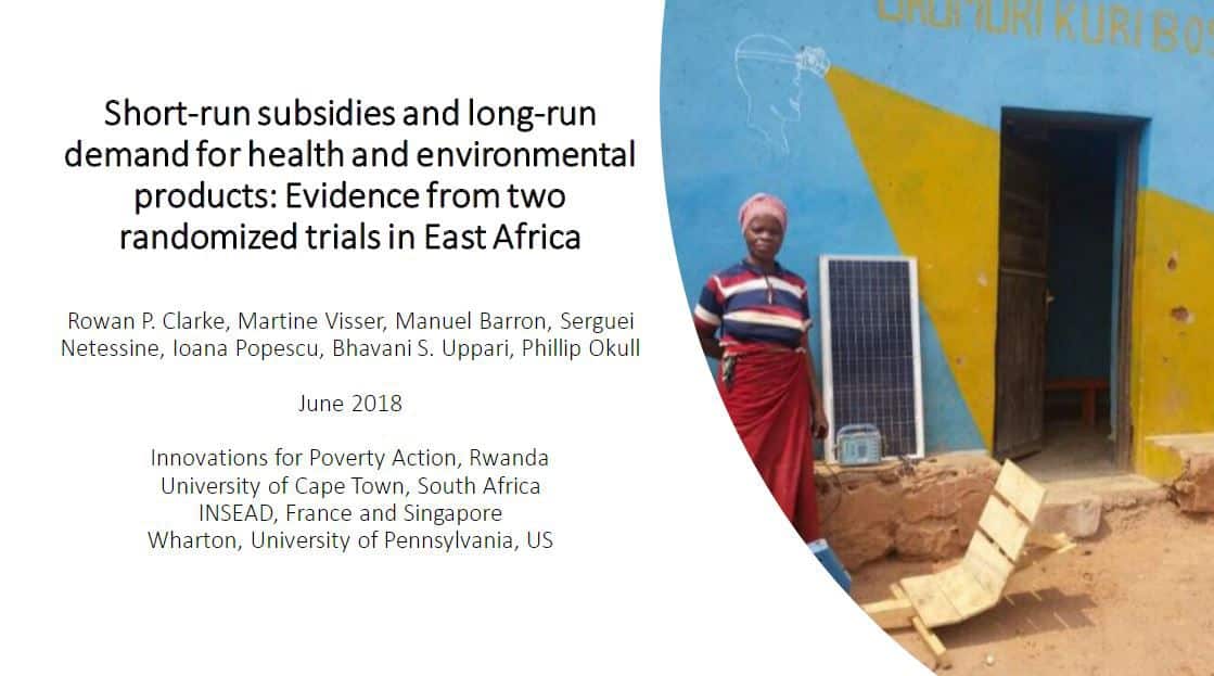 Short-run subsidies and long-run demand for health and environmental products: Evidence from two randomized trials in East Africa
