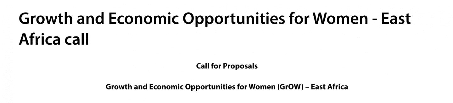 Call for Proposals: Growth and Economic Opportunities for Women – East Africa call