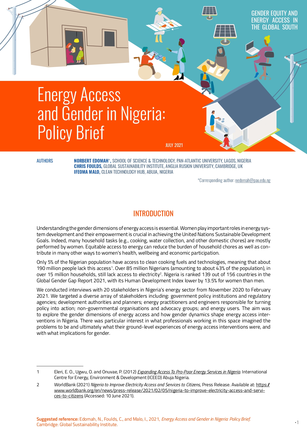 Energy Access and Gender in Nigeria: Policy Brief
