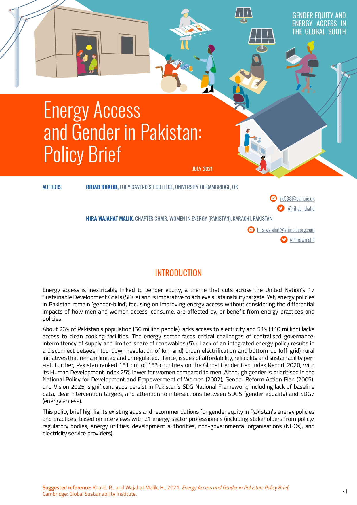 Energy Access and Gender in Pakistan: Policy Brief